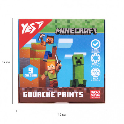 Гуашеві фарби Yes Minecraft 9 кольорів по 20 мл (230406)