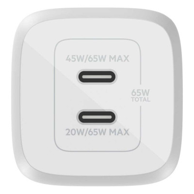 Зарядний пристрій Belkin 65W 2хUSB-С GAN PD PPS white (WCH013VFWH)