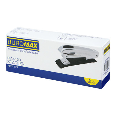 Степлер Buromax металевий МІНІ, 12 аркушів, (скоби №10), 110 х 25 х 45 мм, синій (BM.4150-02)
