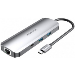 Концентратор Vention USB3.1 Type-C --&gt; HDMI/USB 3.0x2/RJ45/USB-C/SD/TF/TRRS 3.5mm (TOMHB)