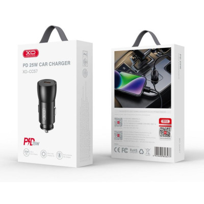 Зарядний пристрій XO CC57 USB-C PD25W Black (CC57_Black)