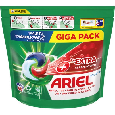 Капсули для прання Ariel Pods All-in-1 + Сила екстраочищення 60 шт. (8001090804969)