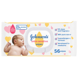 Дитячі вологі серветки Johnson’s baby Екстра ніжні 0+ 56 шт (3574661599250)