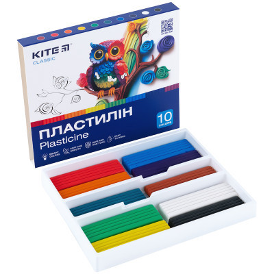 Пластилін Kite Classic 10 кольорів, 200 г (K-084)