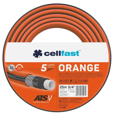 Шланг для поливу Cellfast ORANGE, 3/4&#039;, 25 м, 5 шарів, до 24 Бар, -10…50°C (15-021)