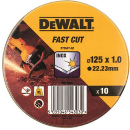 Круг відрізний DeWALT INOX, нержавіюча сталь/листовий метал, 125x22.23x1.0 мм, 10 шт (DT3507)