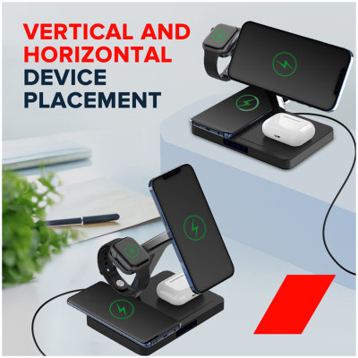 Зарядний пристрій Canyon wireless charger WS-404 15W 4in1 Black (CNS-WCS404)