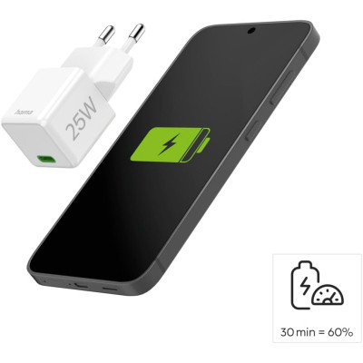 Зарядний пристрій Hama 25W USB-С PD white (00201981)