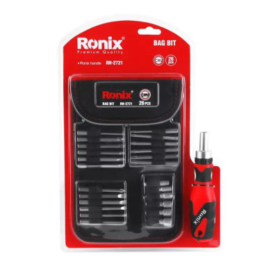 Набір викруток Ronix з тріскачкою та набором біт 26 шт (RH-2721)
