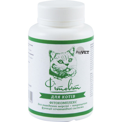Вітаміни для котів ProVET &quot;Фітовіт&quot; для виведення шерсті + поліпшення функції сечовивідної системи 100 табл. (4823082413690/4823082416974)