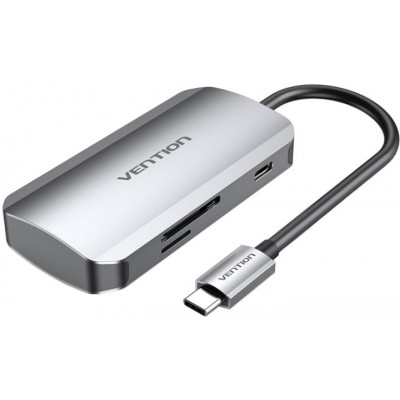 Концентратор Vention USB3.1 Type-C --&gt; USB 3.0x3/SD/TF/PD 100W Hub 6-in-1 (TNHHB)