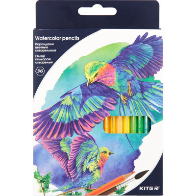 Олівці кольорові Kite Птахи акварельні 36 кольорів (K18-1052)