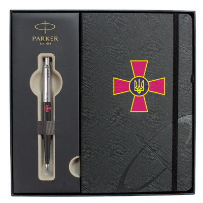 Ручка кулькова Parker JOTTER 17 Originals ARMY Black CT BP Емблема ЗСУ + блокнот Parker + подар.упаковка (15632b24_W0010u)