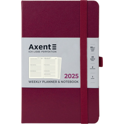Тижневик Axent датований 2025 Partner Strong 125х195 мм, винний (8505-25-46-A)