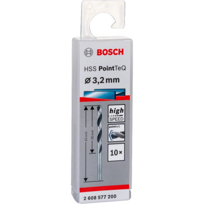 Свердло Bosch по металу HSS-PointTeQ, 3.2х36х65мм, 10шт (2.608.577.200)