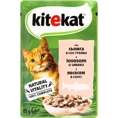 Вологий корм для кішок Kitekat з лососем у соусі 85 г (5900951307348)