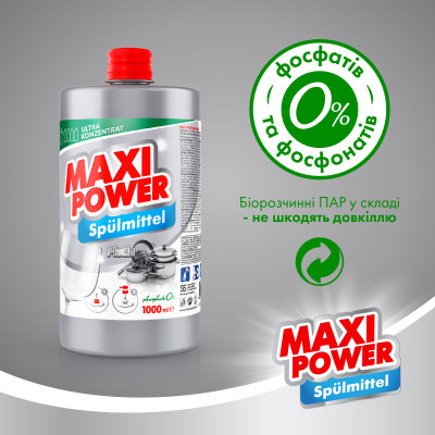 Засіб для ручного миття посуду Maxi Power Платинум запаска 1000 мл (4823098408475)