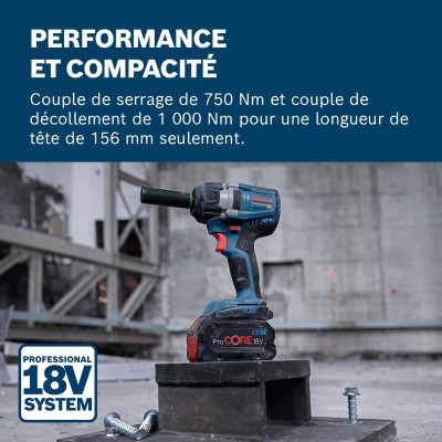 Гайковерт Bosch GDS 18V-750C 18V, до 3000об/хв, 270/380/750Нм, квадрат 1/2&quot;, 1.7кг (без АКБ та ЗП) (0.601.9L9.000)