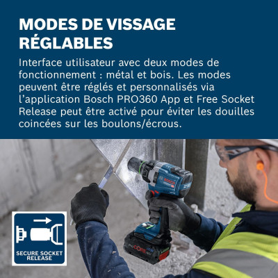Гайковерт Bosch GDS 18V-750C 18V, до 3000об/хв, 270/380/750Нм, квадрат 1/2&quot;, 1.7кг (без АКБ та ЗП) (0.601.9L9.000)
