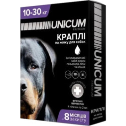 Краплі для тварин Unicum COMPLEX від бліх, кліщів та гельмінтів на холку для собак 10-30 кг/4 шт (4820150202521)