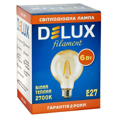 Лампочка Delux Globe G95 6Вт E27 2700К amber filament (90016727)