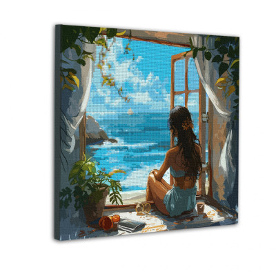 Картина по номерам Santi алмазна мозаїка Погляд на море, 40*40см (954995)