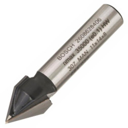 Фреза Bosch Professional пазова V-подібна V, Std, S8, D11, L14 60° (2.608.628.406)