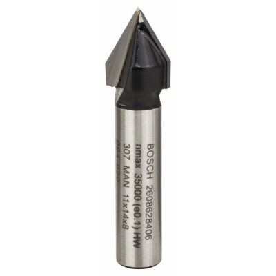 Фреза Bosch Professional пазова V-подібна V, Std, S8, D11, L14 60° (2.608.628.406)