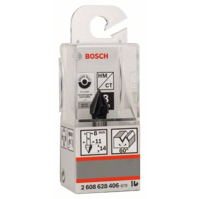 Фреза Bosch Professional пазова V-подібна V, Std, S8, D11, L14 60° (2.608.628.406)