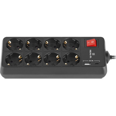 Мережевий подовжувач REAL-EL RS-PROTECT 805 1.8m, black (EL122300042)