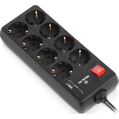Мережевий подовжувач REAL-EL RS-PROTECT 805 1.8m, black (EL122300042)