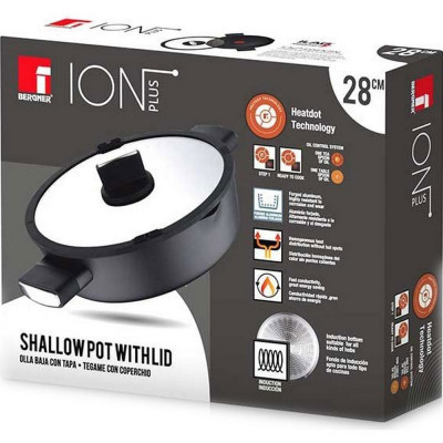 Сотейник Bergner Ion plus з кришкою 28 см (BG-35913-BK)