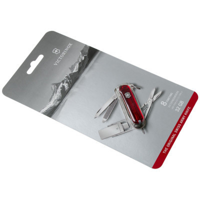 Ніж Victorinox VictorinoxWor 58 мм Прозорий червоний USB 3.0/3.1 32 Gb (4.6235.TG32B1)