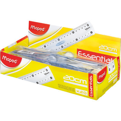 Лінійка Maped пластикова ESSENTIALS, 20см, двостороння шкала, прозорий (MP.146108)