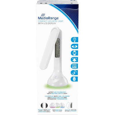 Настільна лампа Mediarange Compact LED desk lamp with LCD display, glossy-white (MROS502)