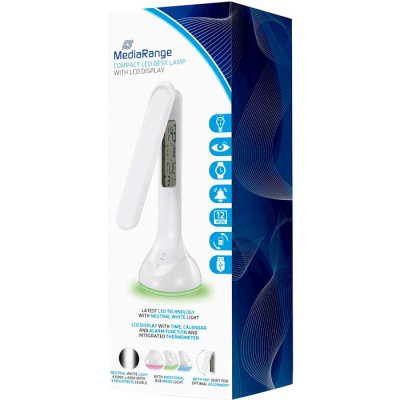 Настільна лампа Mediarange Compact LED desk lamp with LCD display, glossy-white (MROS502)