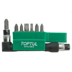 Набір біт Toptul з Г-подібним перехідником 1/4&quot; 8шт. (GAAL0802)