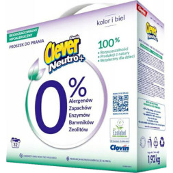 Пральний порошок Clever Neutro + Color &amp; White 1.92 кг (5900308779835)