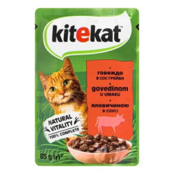 Вологий корм для кішок Kitekat з яловичиною в соусі 85 г (5900951307379)