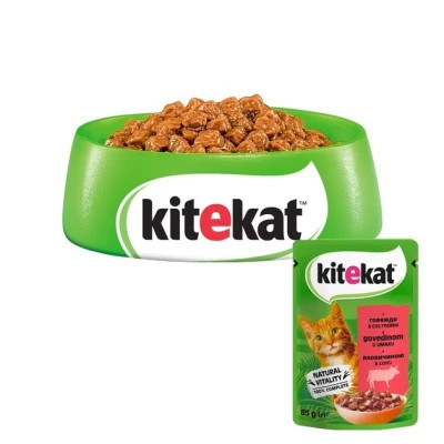 Вологий корм для кішок Kitekat з яловичиною в соусі 85 г (5900951307379)