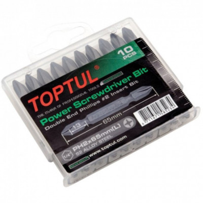 Набір біт Toptul двосторонніх 1/4&quot; PH2х65мм 10шт. (GAAW1001)
