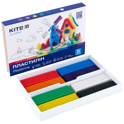 Пластилін Kite Classic, 8 кольорів, 160 г (K-082)