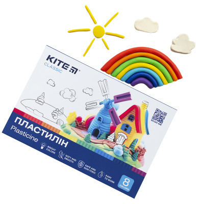 Пластилін Kite Classic, 8 кольорів, 160 г (K-082)