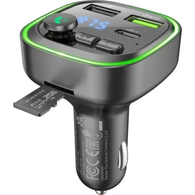 FM модулятор BOROFONE BC48 Broad 2 USB, USB Type-C Black (BC48B)