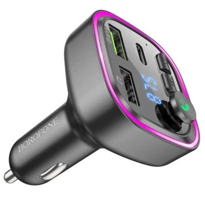 FM модулятор BOROFONE BC48 Broad 2 USB, USB Type-C Black (BC48B)