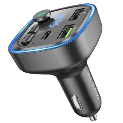 FM модулятор BOROFONE BC48 Broad 2 USB, USB Type-C Black (BC48B)