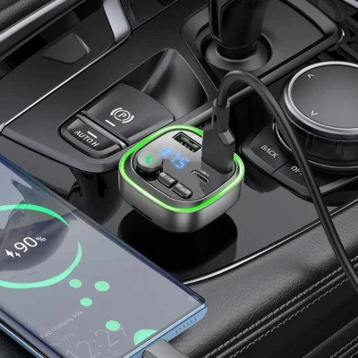 FM модулятор BOROFONE BC48 Broad 2 USB, USB Type-C Black (BC48B)