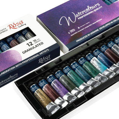 Акварельні фарби Rosa Gallery GRANULATION туба 10 мл 12 шт. (4823098544135)