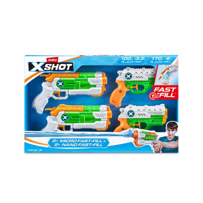 Іграшкова зброя Zuru X-Shot Набір водних бластерів Fast Fill Combo Pack 2 Micro And 2 Nano (11856R)