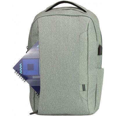 Рюкзак шкільний Optima 17.5&quot; USB Techno чоловічий 0.7 кг 16-25 л Світло-сірий з виділеними елементами (O97590-03)